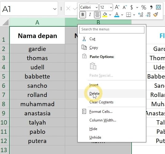 Menggabungkan kolom atau data dari beberapa kolom yang berbeda di dalam Microsoft Excel | belajarkomputer.org